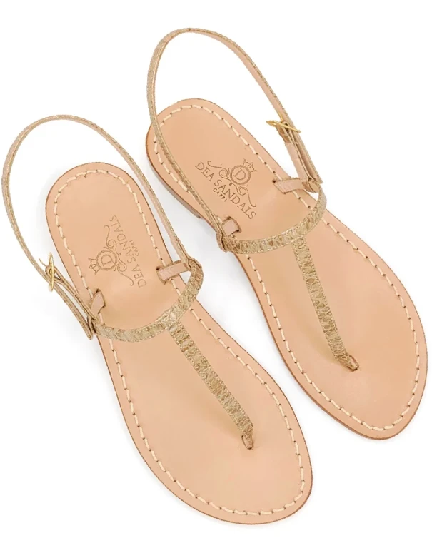 Beige Python Print Capri Sandals with Python Print Leather Strap