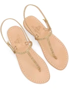 Beige Python Print Capri Sandals with Python Print Leather Strap