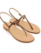 Capri Sandals Brown Python Print, Python Print Leather Strap