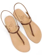 Capri Sandals Brown Python Print, Python Print Leather Strap