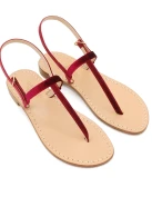 Cherry Colored Velvet Capri Sandals with Cherry Velvet Strap