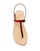 Cherry Colored Velvet Capri Sandals with Cherry Velvet Strap