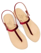 Cherry Colored Velvet Capri Sandals with Cherry Velvet Strap
