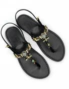 Stella Jewel Sandals in black suede with grey and crystal