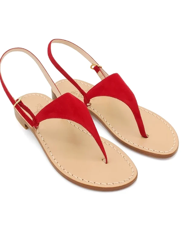 Women's Red Suede Sandals   Handmade, Custom Made Capri Sandals