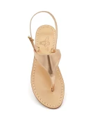 Women Rose Gold and Platinum laminated leather Capri Sandals