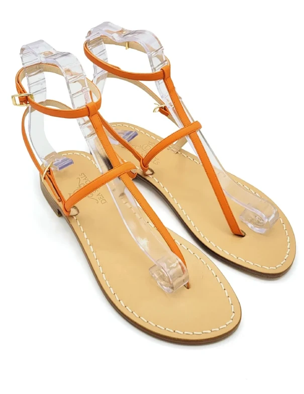 Orange ankle strap sandals with orange leather straps 2