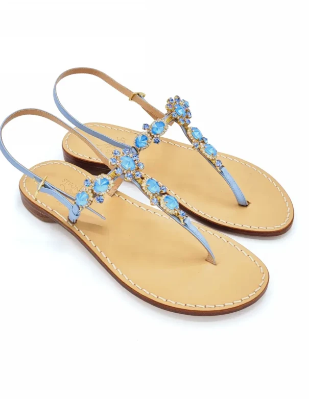 Sandali Gioiello Krupp Pelle Azzurra