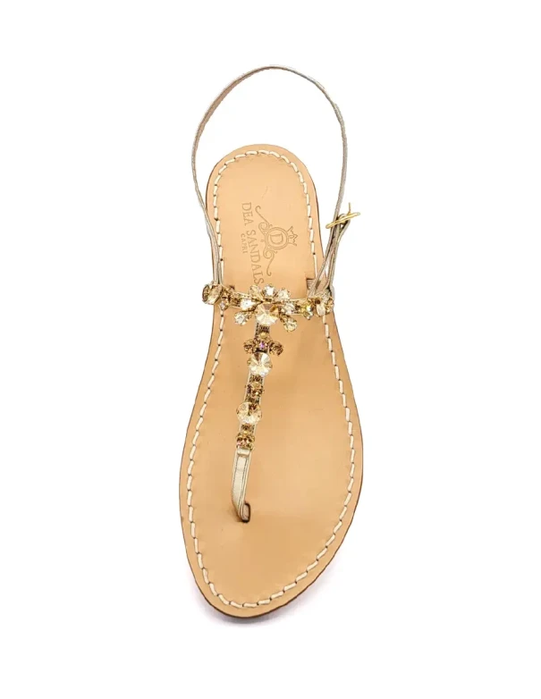 Krupp Jewel Sandals in Light Blue Leather with Leather Soles
