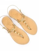 Krupp Jewel Sandals in Light Blue Leather with Leather Soles