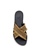 Rafia X Black sandals with a crisscross raffia upper