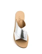 Solange Sandals White Silver Double Strap Leather Sandals