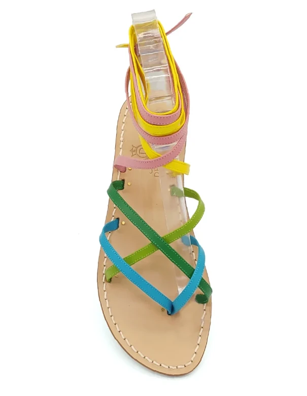 Rainbow Gladiator Sandals Women's with rainbow-colored leather straps